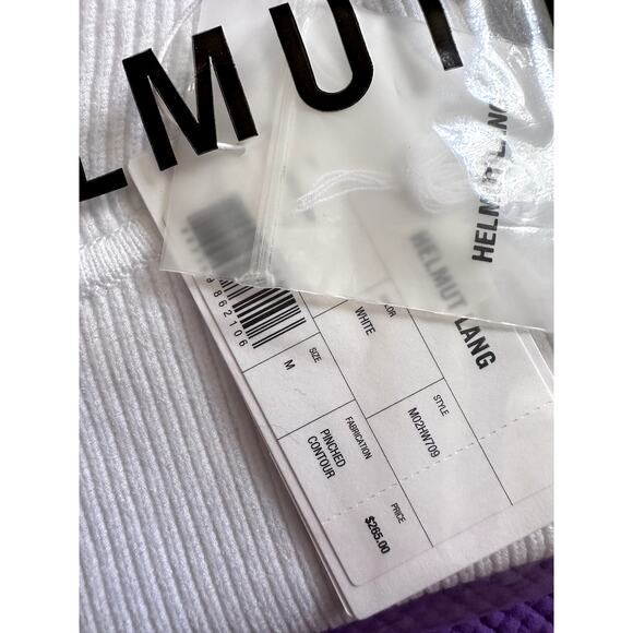 $265 New Helmut Lang White Off the Shoulders Top Sz M Womens stretch top - Picture 3 of 7